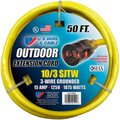 U.S. Wire & Cable 50 Ft. Single-Tap w/ Lit End Temp-Flex Extension Cord, 10/3 Ga., 300V, 15A, Yellow 68050